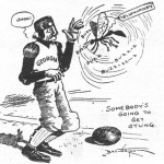 1906: By the time this Atlanta Journal cartoon ran, Tech fans had already been nicknamed “the yellow jackets” for the golden hue of their game-day outerwear. This is thought to be the first time the connection was drawn to the insect that would eventually become the Institute mascot.